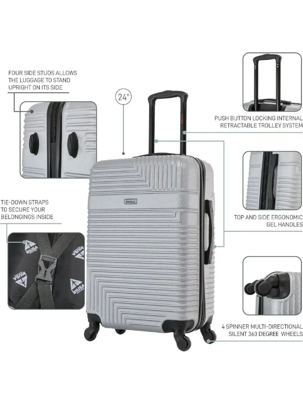 Durable 24-Inch Hardside Spinner Luggage | Lightweight Travel Suitcase with